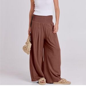Elegant Brown Wide-Leg Pants
